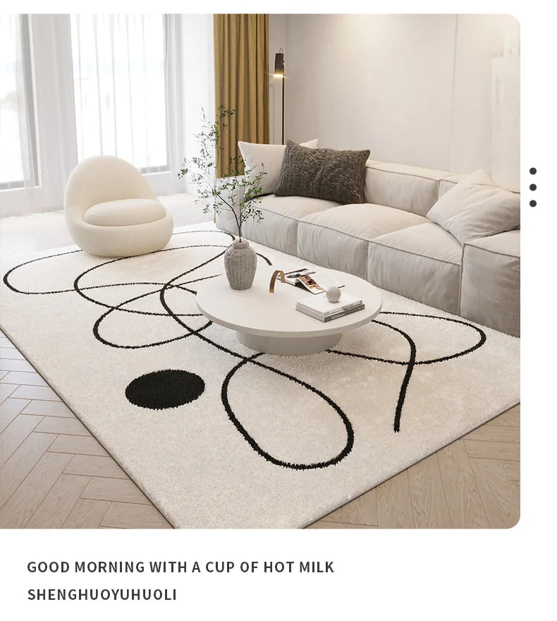 Nordic Abstract Plush Area Rug — Soft Non-Slip