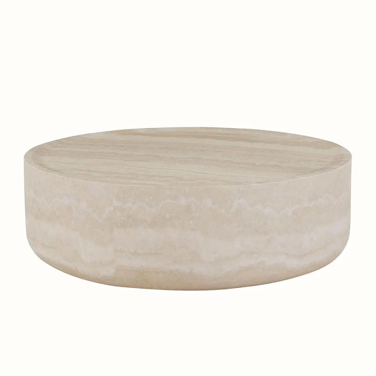 Travertine Round Coffee Table - Organic Modern