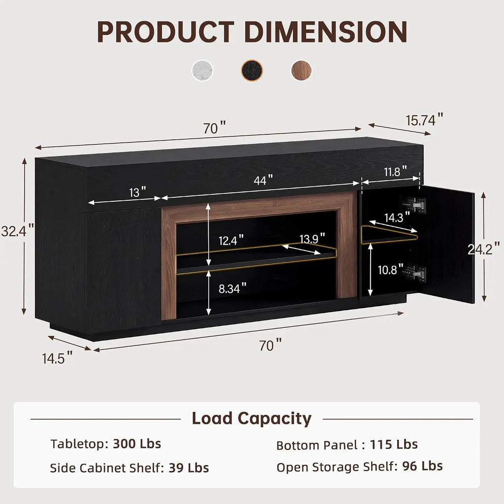 Modern media console TV stand with thick block design