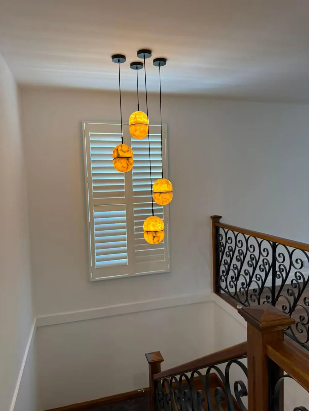 Sculptural Marble Chandelier - Brass & Alabaster