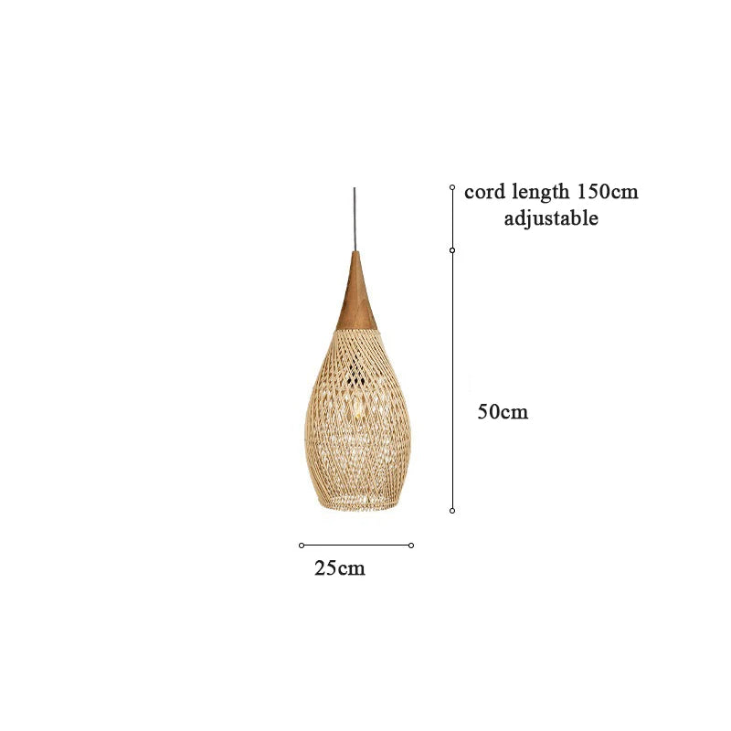 Handwoven Rattan Pendant Lamp — Japandi Kitchen Island Light