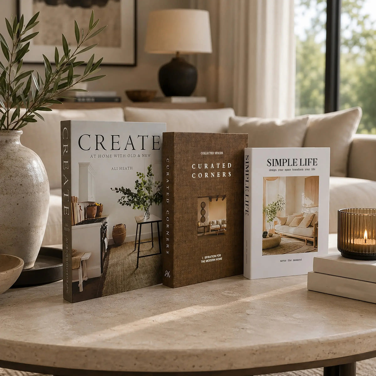 3-Piece Faux Book Set — Decorative Coffee Table Accent