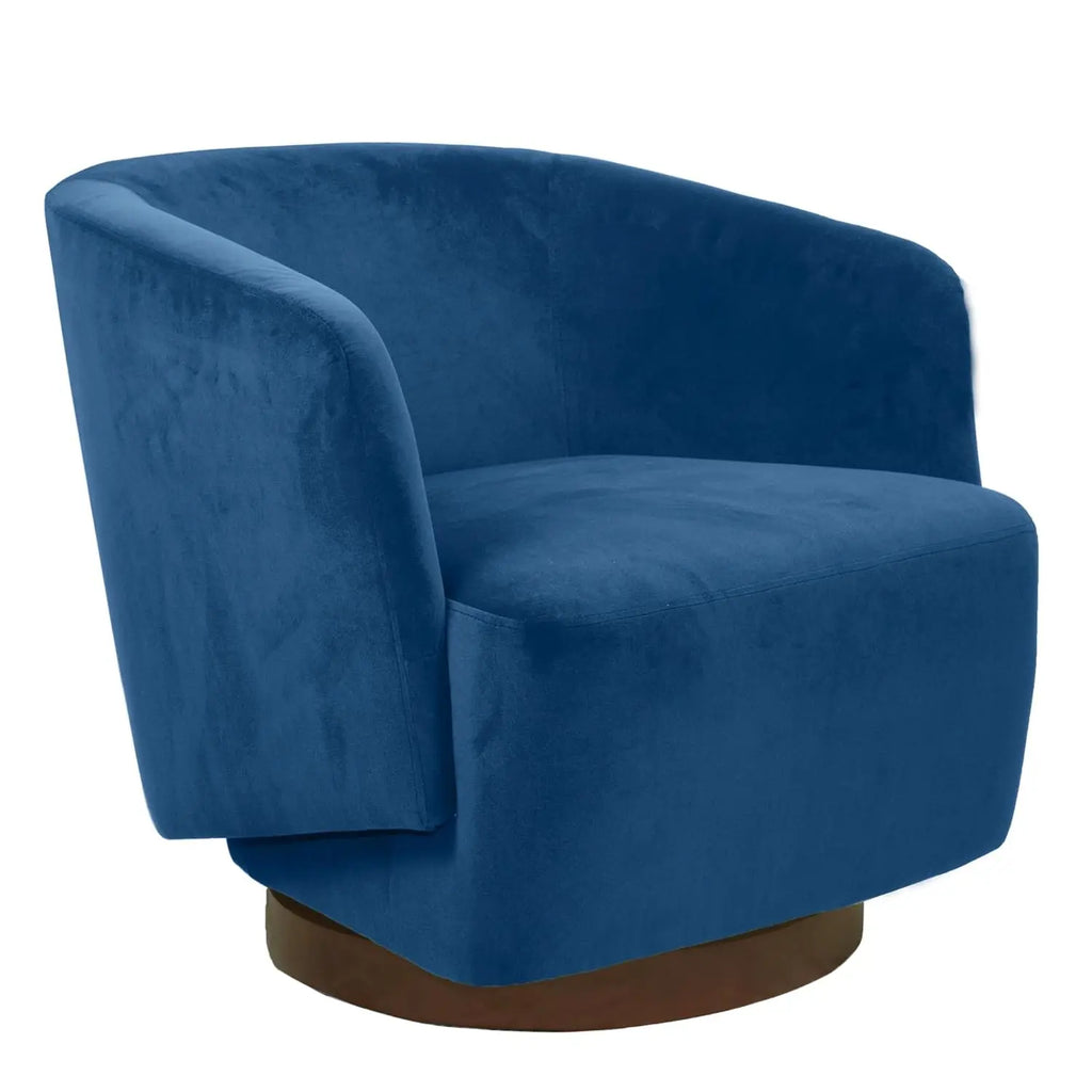 Charcoal Performance Fabric Swivel Chair — Wood Base Accent Chair