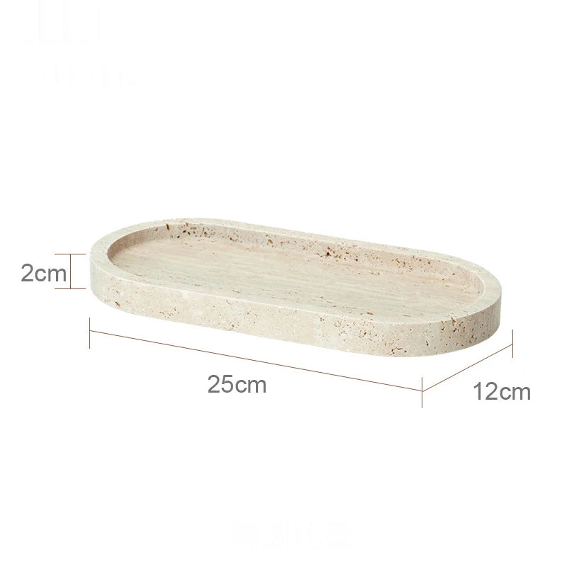 Travertine Bathroom Accessory Set — Soap, Tray & Tissue Box