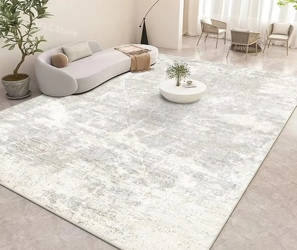 Minimalist Solid Color Beige Area Rug — Japanese Style