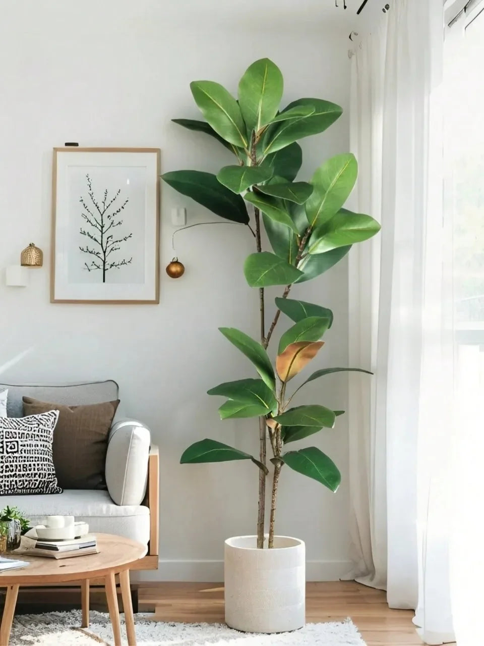 3.6Ft Artificial Magnolia Tree Fall Artificial Magnolia Branch Tropical Banyan Plants Home Garden Office Balcony Decoration — alternate angle