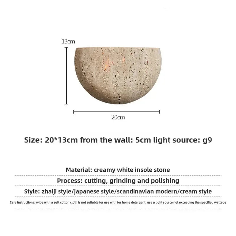 Wabi-sabi Stone Retro Living Room Wall Porch Corridor Homestaycafe Atmosphere Bedroom Bedside Wall Lamp — alternate view