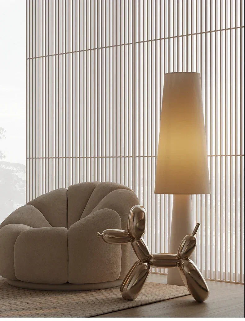 Cream fabric floor lamp — close-up product view