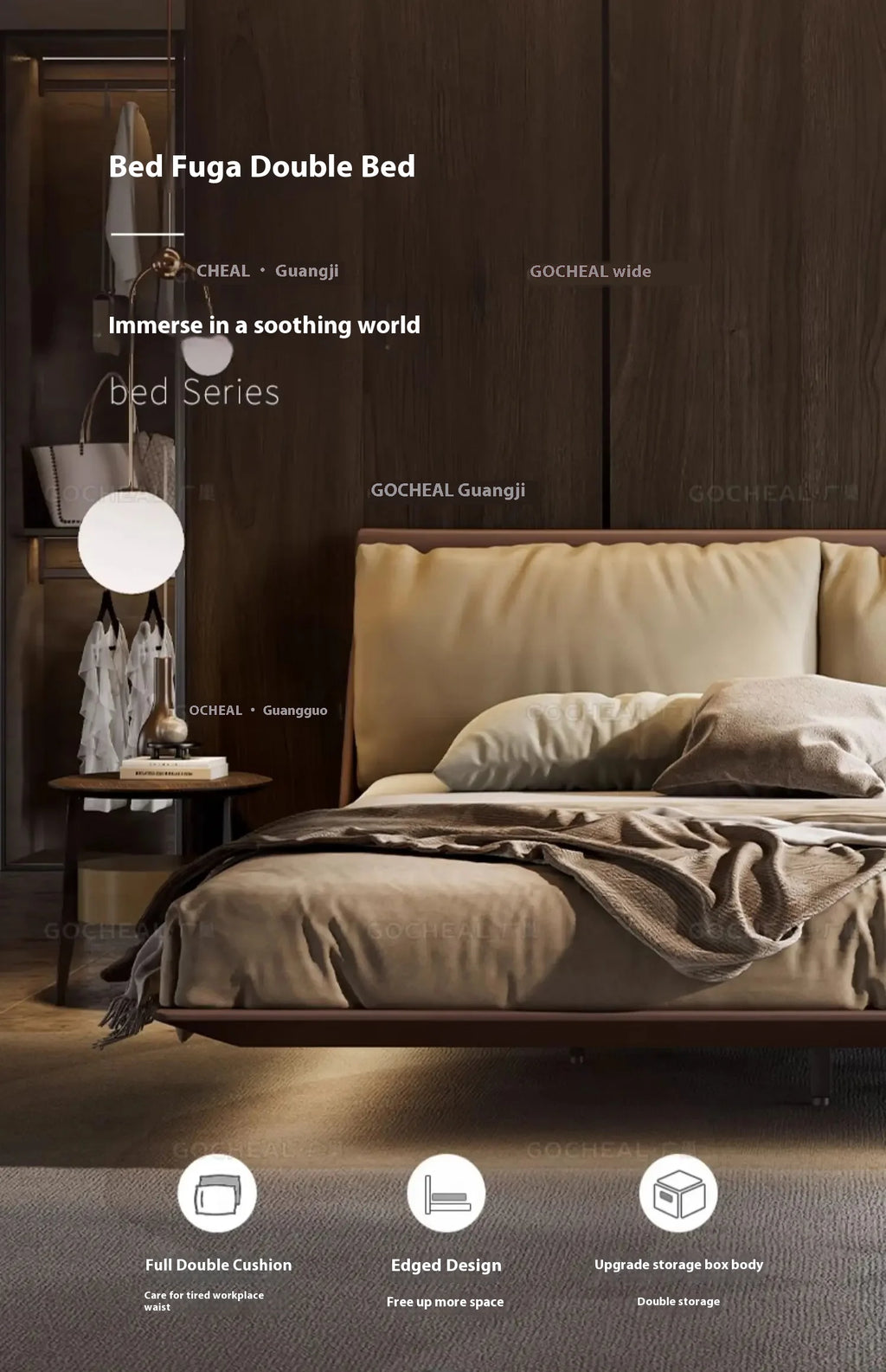 Italian Modern Storage Bed - Hotel Grade White