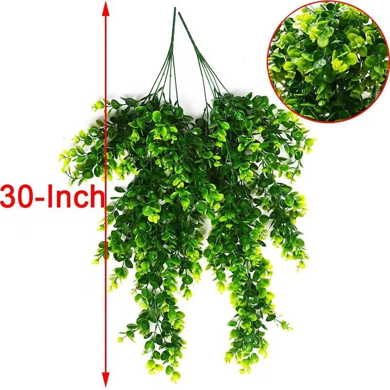 1Pcs Artificial 5Forks Rattan Eucalyptus Wall Hanging Simulation Greenery Fake Hanging Plants Vine Diy  Home Outdoor Decor Plant — alternate angle