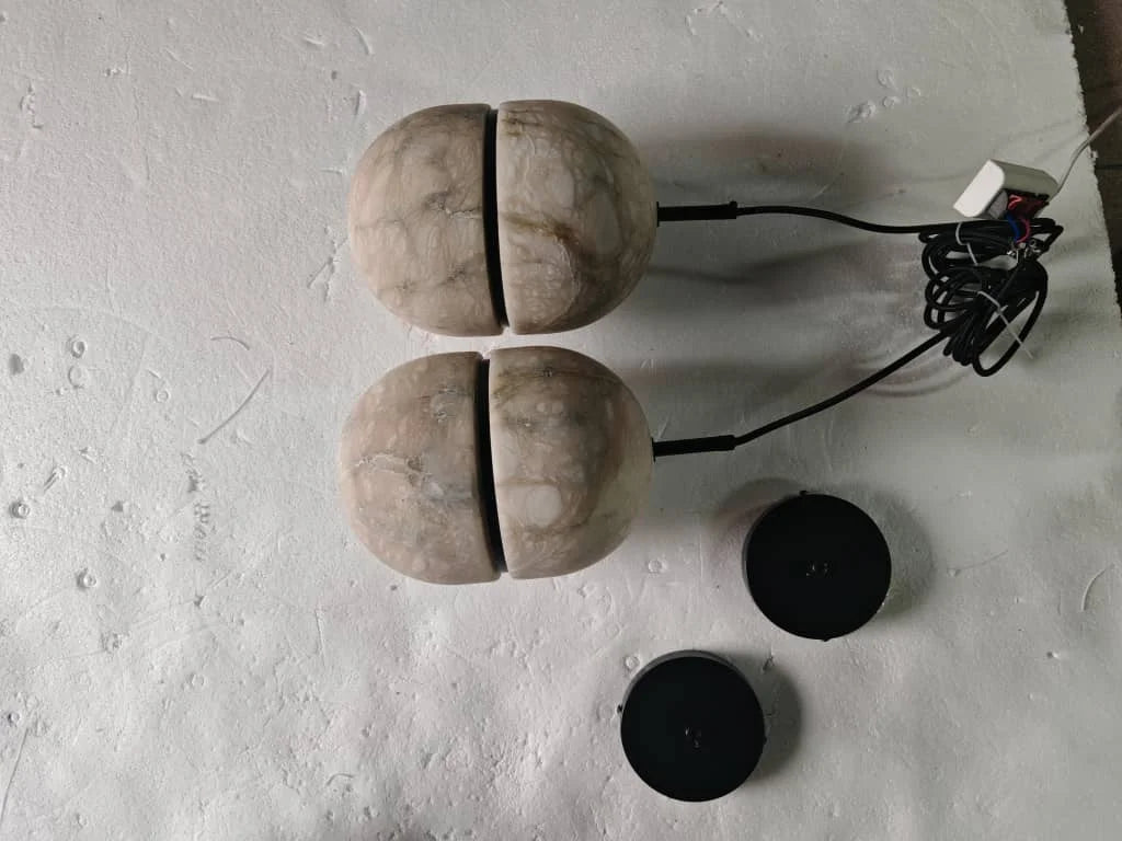 Sculptural Marble Chandelier - Brass & Alabaster