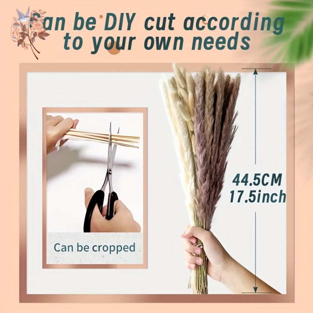 Natural Pampas & Rabbit Tail Grass Bouquet — Boho Table Decor