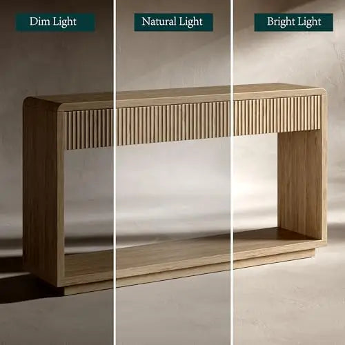 Oak console table with drawers and fluted detailing