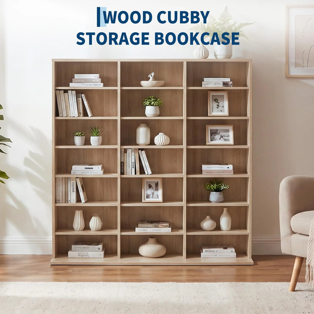Seven-tier media storage tower with adjustable compartments
