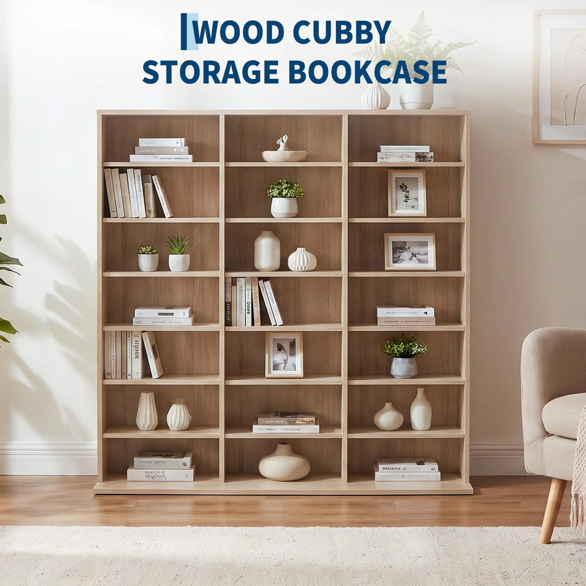 Seven-tier media storage tower with adjustable compartments