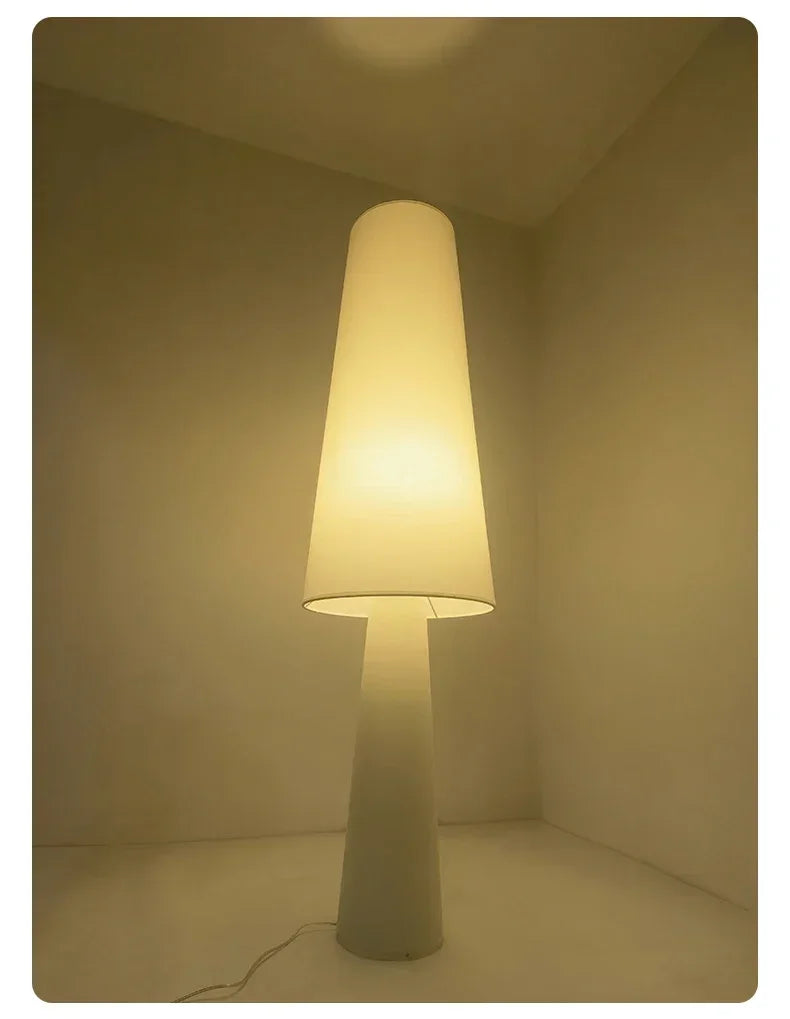 Cream fabric floor lamp — close-up finish detail