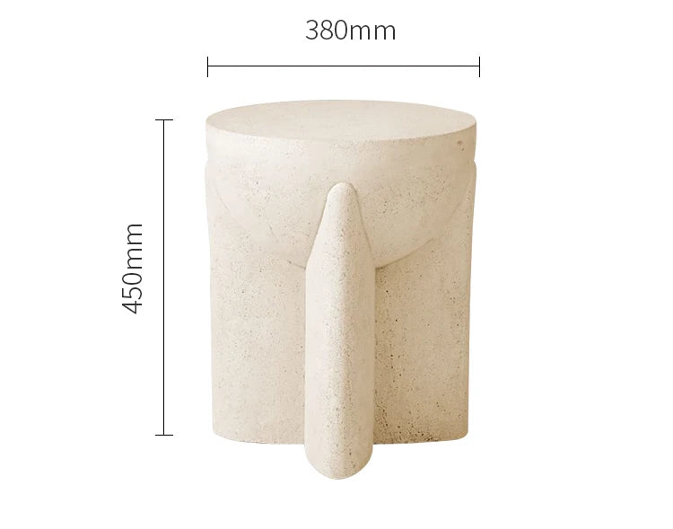 Outdoor Cream Stone Side Table - Weatherproof Modern