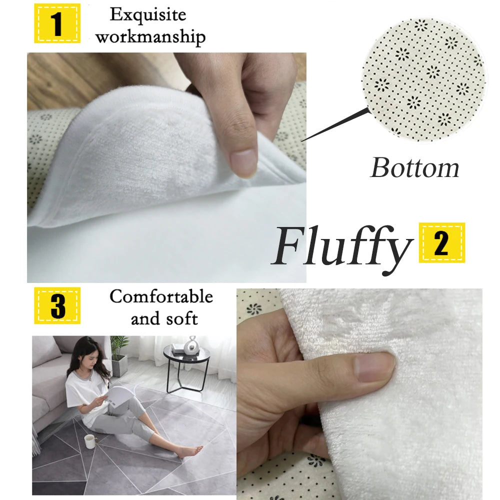 Modern Abstract Irregular Carpet for Living Room Decoration Home Machine Washable Fluffy Rugs Thickened Bedroom Soft Floor Mat — detail view