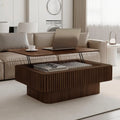 Rectangle Fluted Lift-Top Coffee Table with Storage
