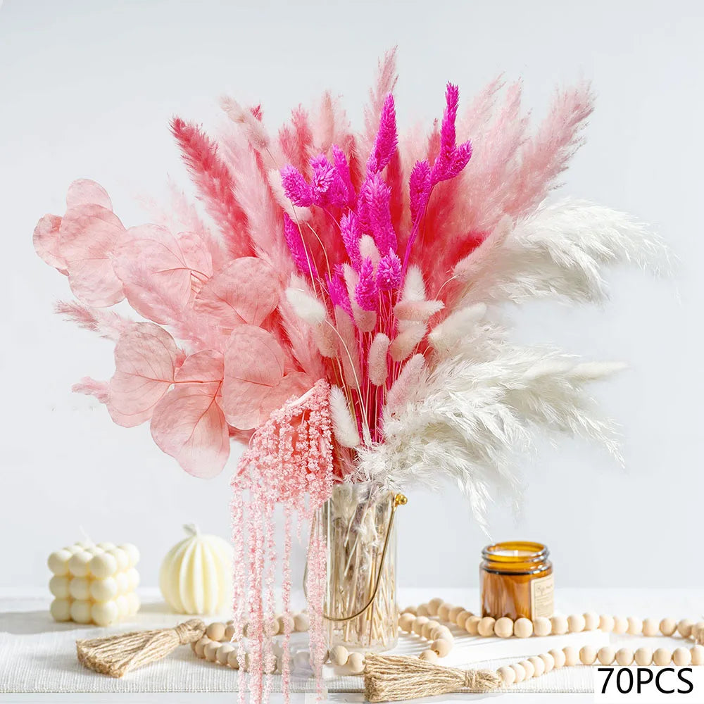 Faux Peony & Pampas Mix Bouquet — Dried-Look Boho Centerpiece