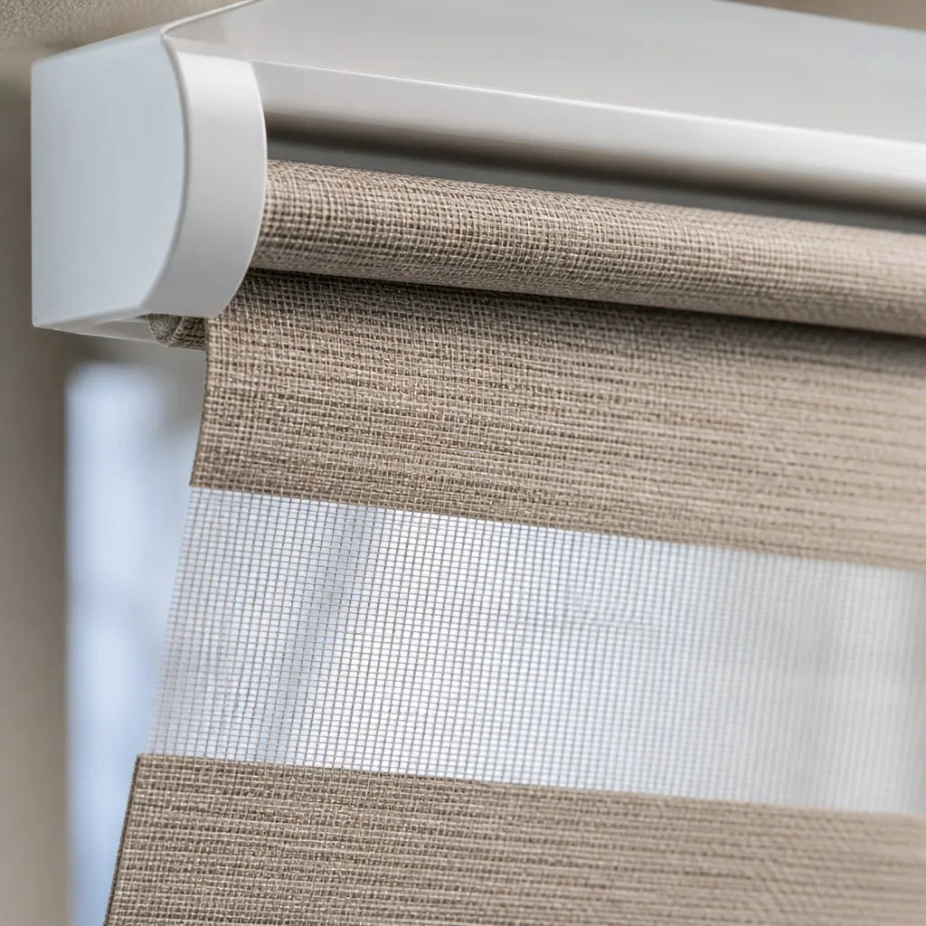 Zebra Blind Day Night Dual Sheer Blackout Roller Shade Window Treatment Custom Size Living Room Bedroom Waterproof UV Resistant — alternate angle