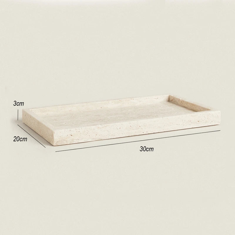 Travertine Vanity Tray — Rectangle Sink Organizer