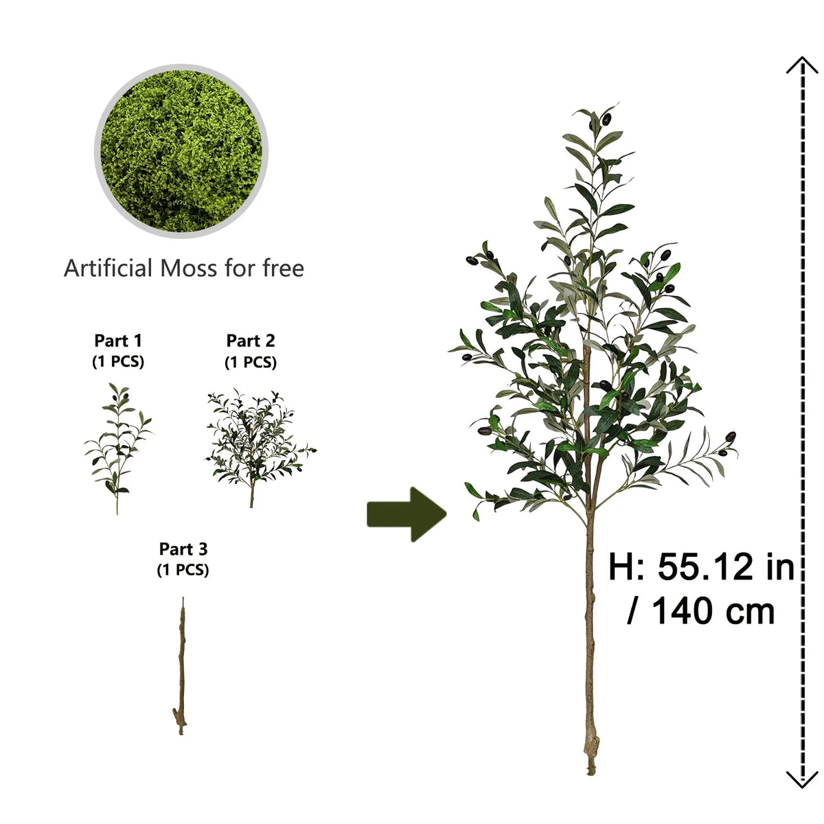 120-180cm Artificial Olive Tree Plant Indoor Outdoor Ornament Fake Plant for Home Garden Balcony Living Room Decoration — image 15