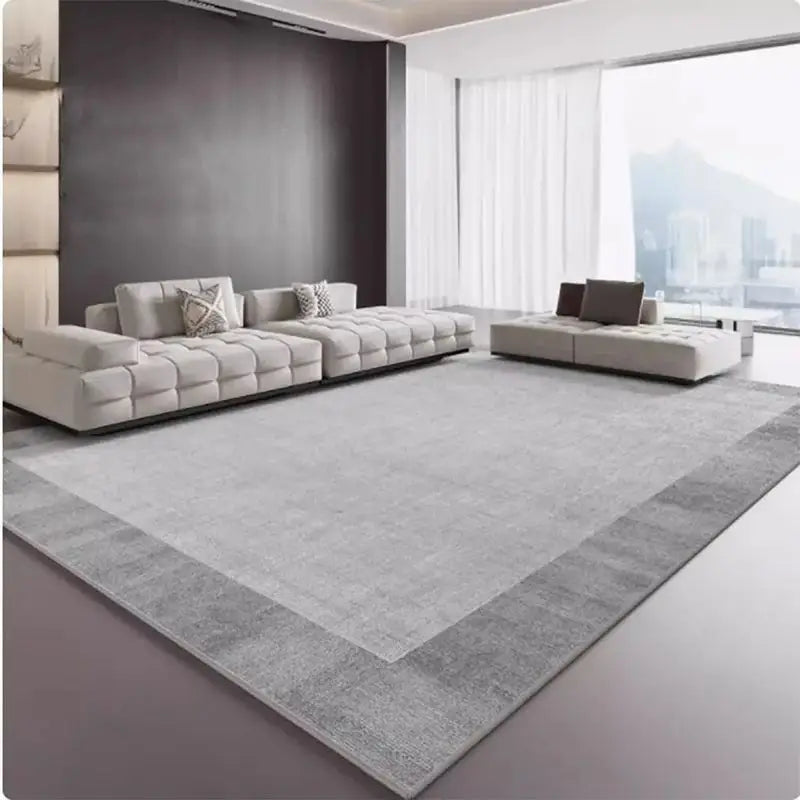 Light Gray Striped Area Rug — Machine-Washable — alternate angle view