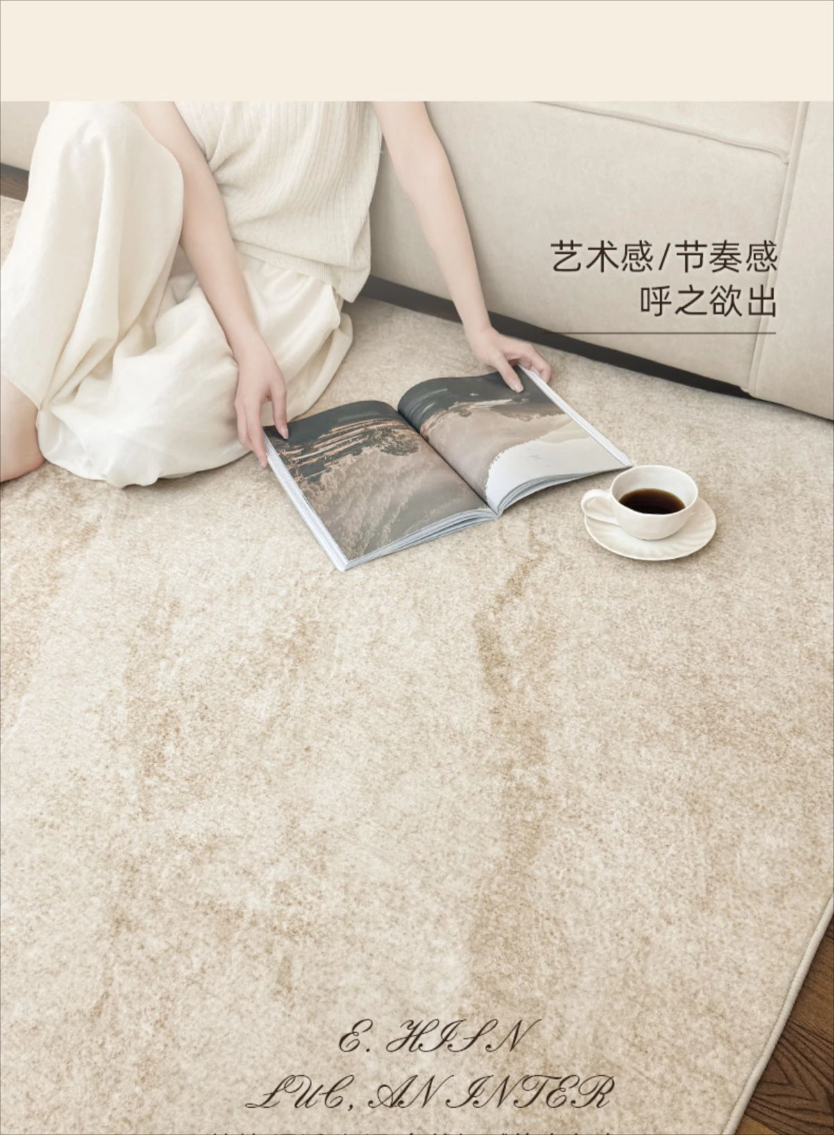 Marble Texture Plush Area Rug — Washable