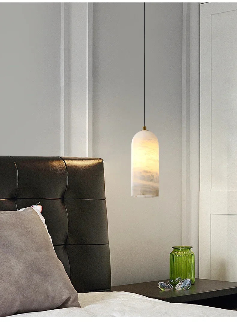 Minimalist Marble Pendant Light E14 Indoor Bedside Lamp Nordic Bar Counter Pandant Lights LED Dining Room Home Decor Chandelier — room setting