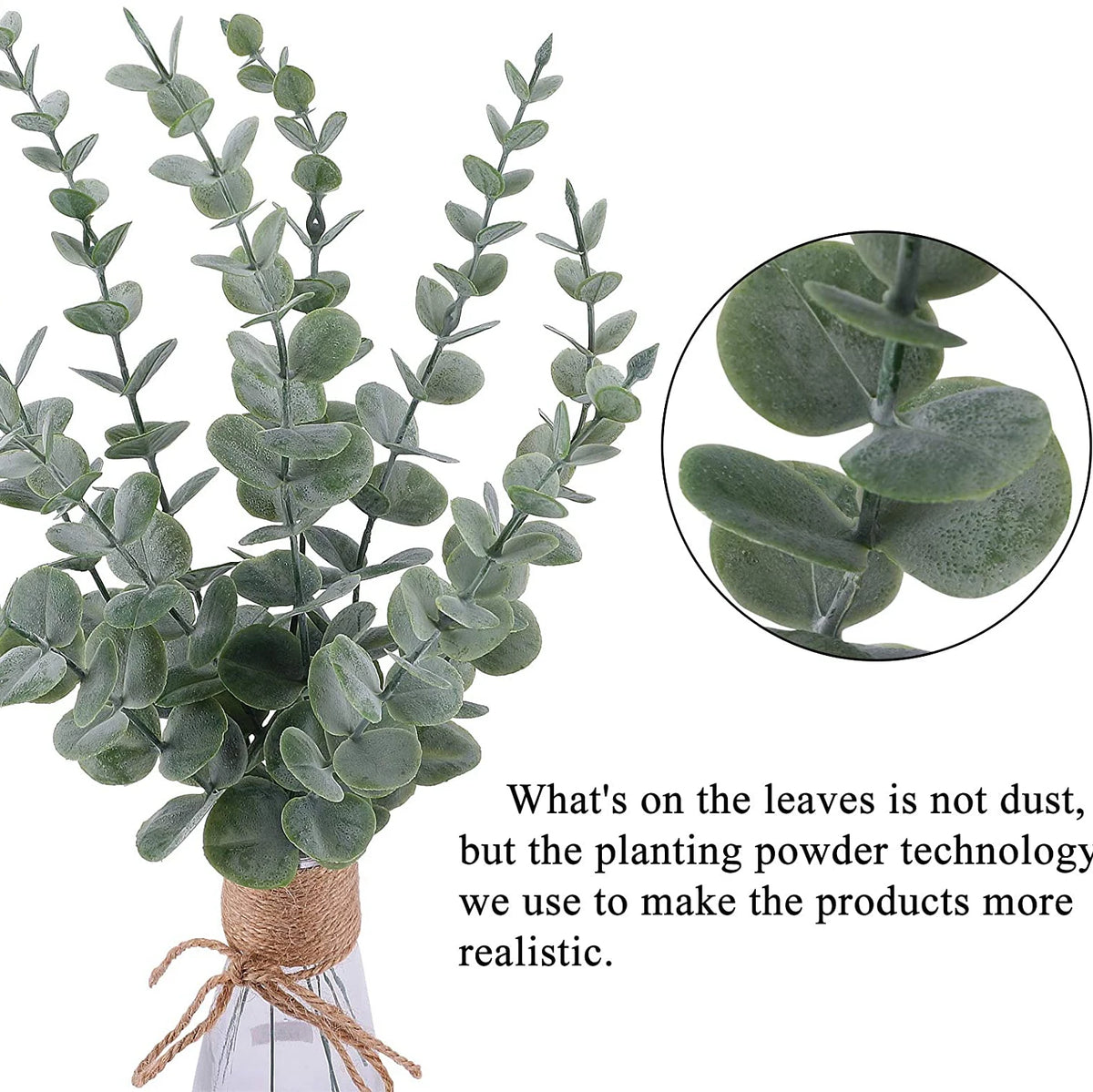 Faux Eucalyptus Leaf Stems — 10 or 20-Piece Bundle