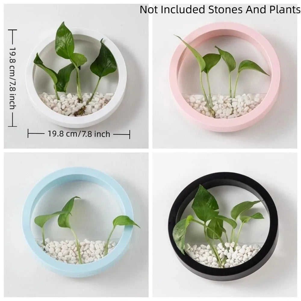 Round Wall-Mounted Hanging Planter — Drill-Free, 7.8in