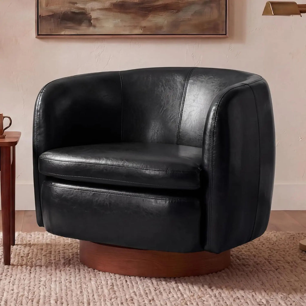 Swivel Barrel Accent Chair — Round Upholstered Armchair