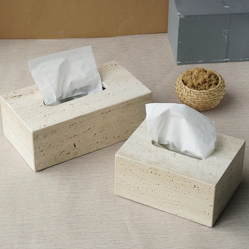 Travertine Bathroom Accessory Set — Vanity Tray & Diffuser, 9-Piece