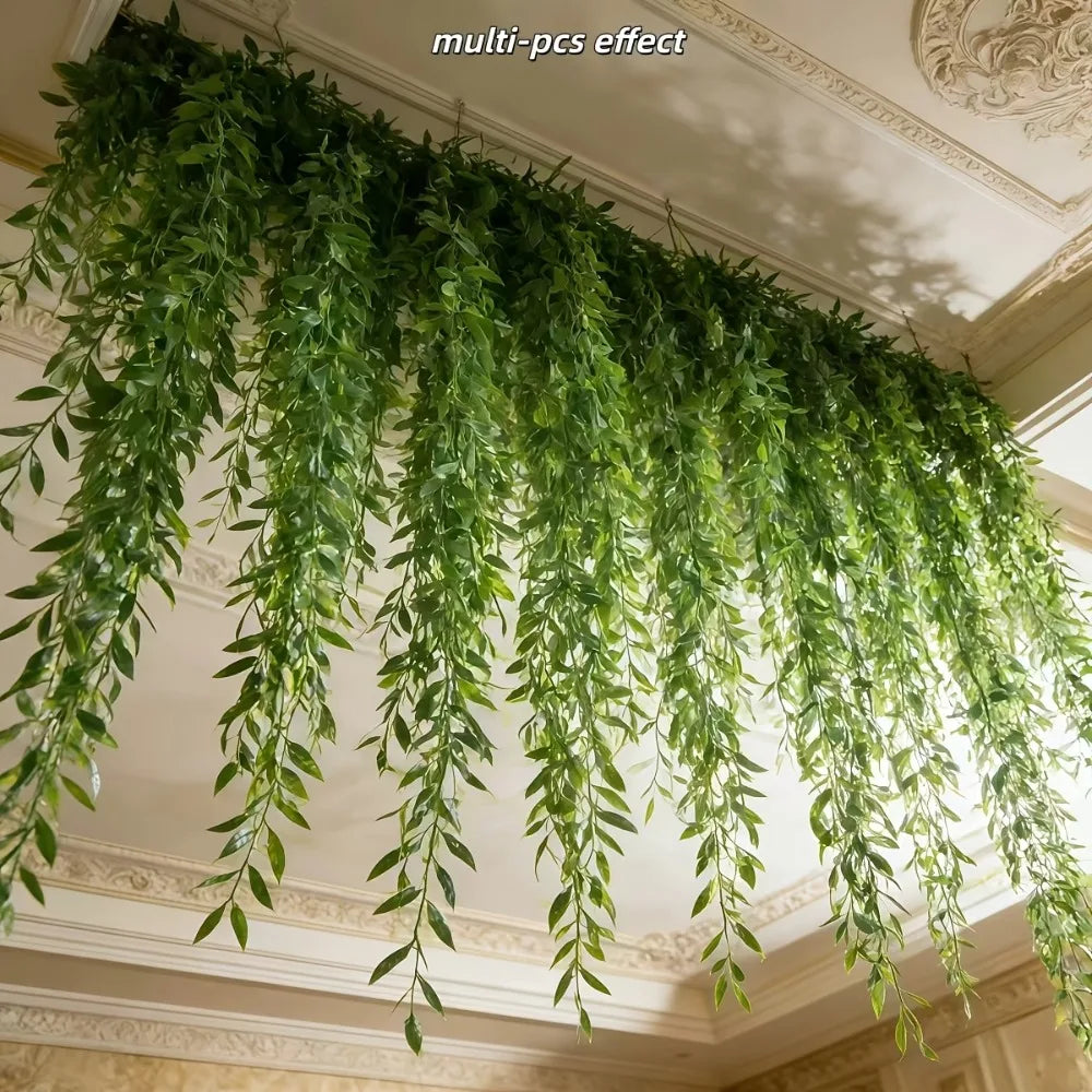 20pcs Extra-Long Deluxe Willow Vine Elegant Artificial Greenery, Faux Evergreen Hanging Vine with Dense for Spring Living Room — image 14