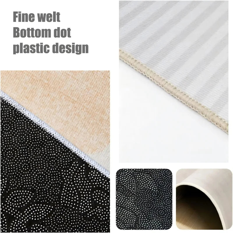 Light Gray Striped Area Rug — Machine-Washable — detail view
