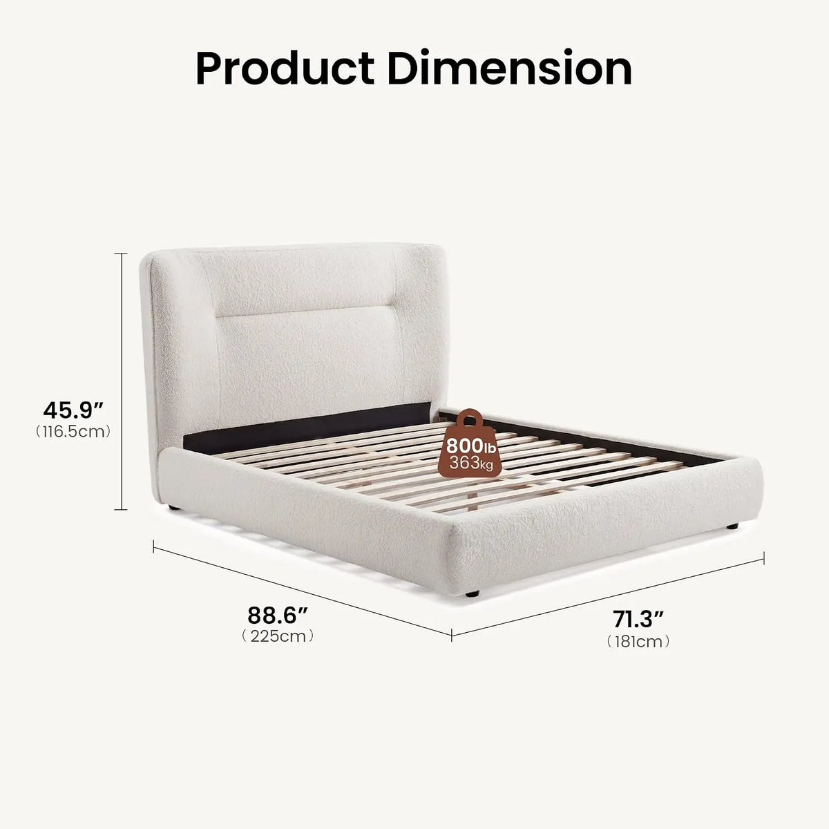 Wingback Upholstered Platform Bed - Queen