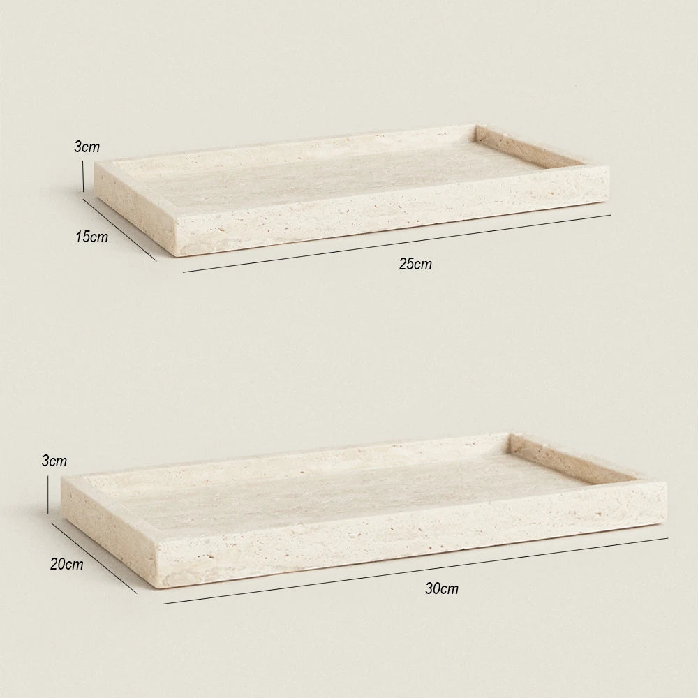 Travertine Vanity Tray — Rectangle Sink Organizer