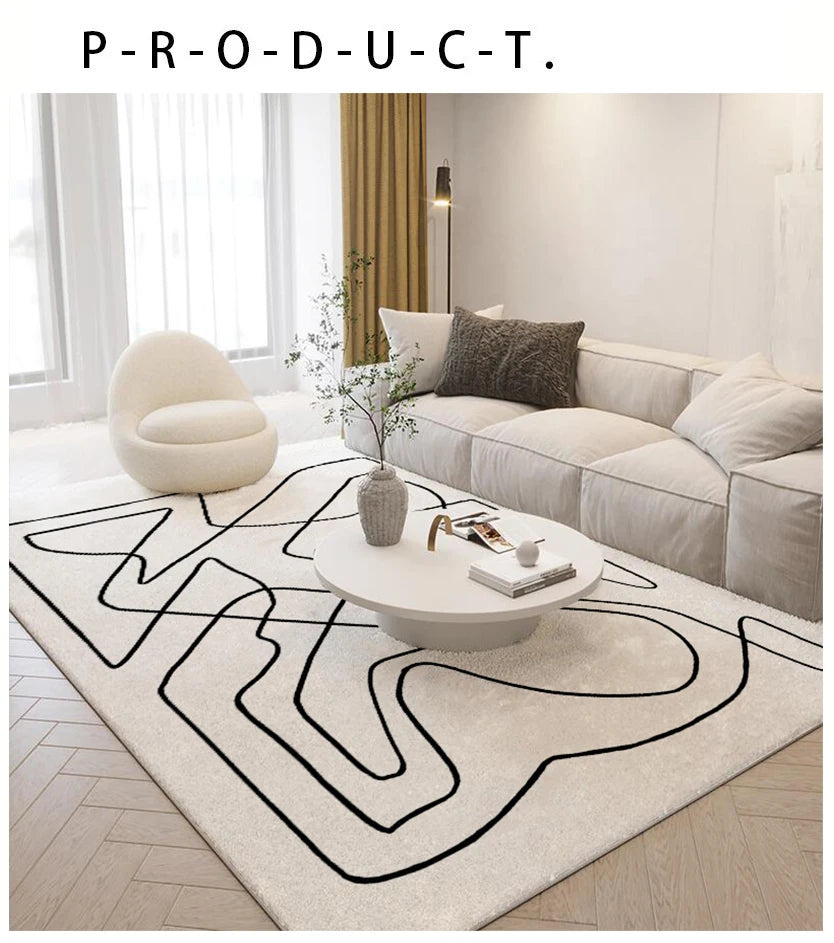 Nordic Abstract Plush Area Rug — Soft Non-Slip