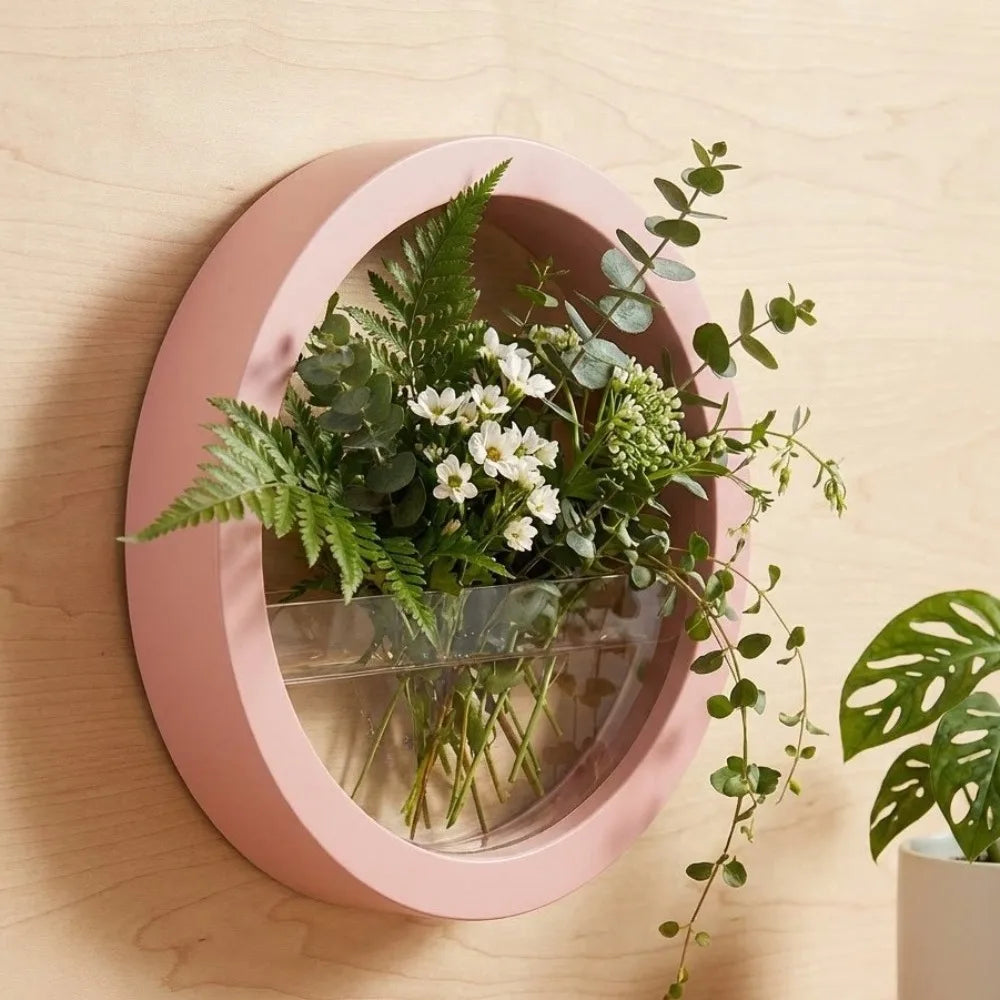 Round Wall-Mounted Hanging Planter — Drill-Free, 7.8in