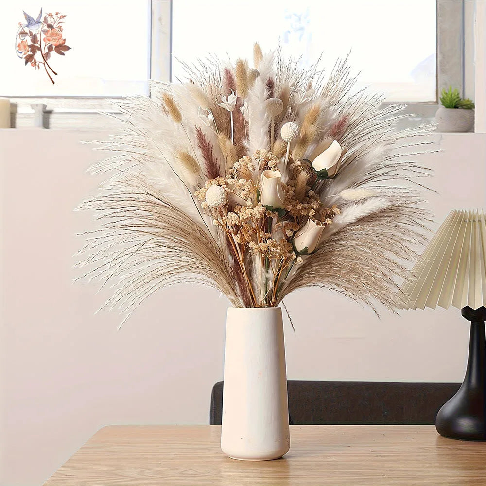 Faux Dried Flower Bouquet Bundle — 80-Piece Vase Filler