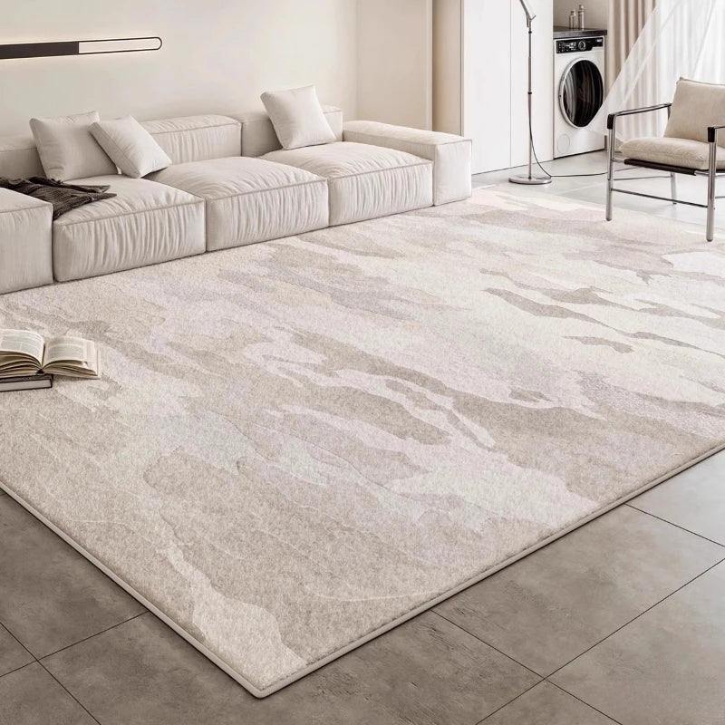 Cream Washable Plush Area Rug — Thick Soft — close-up detail view