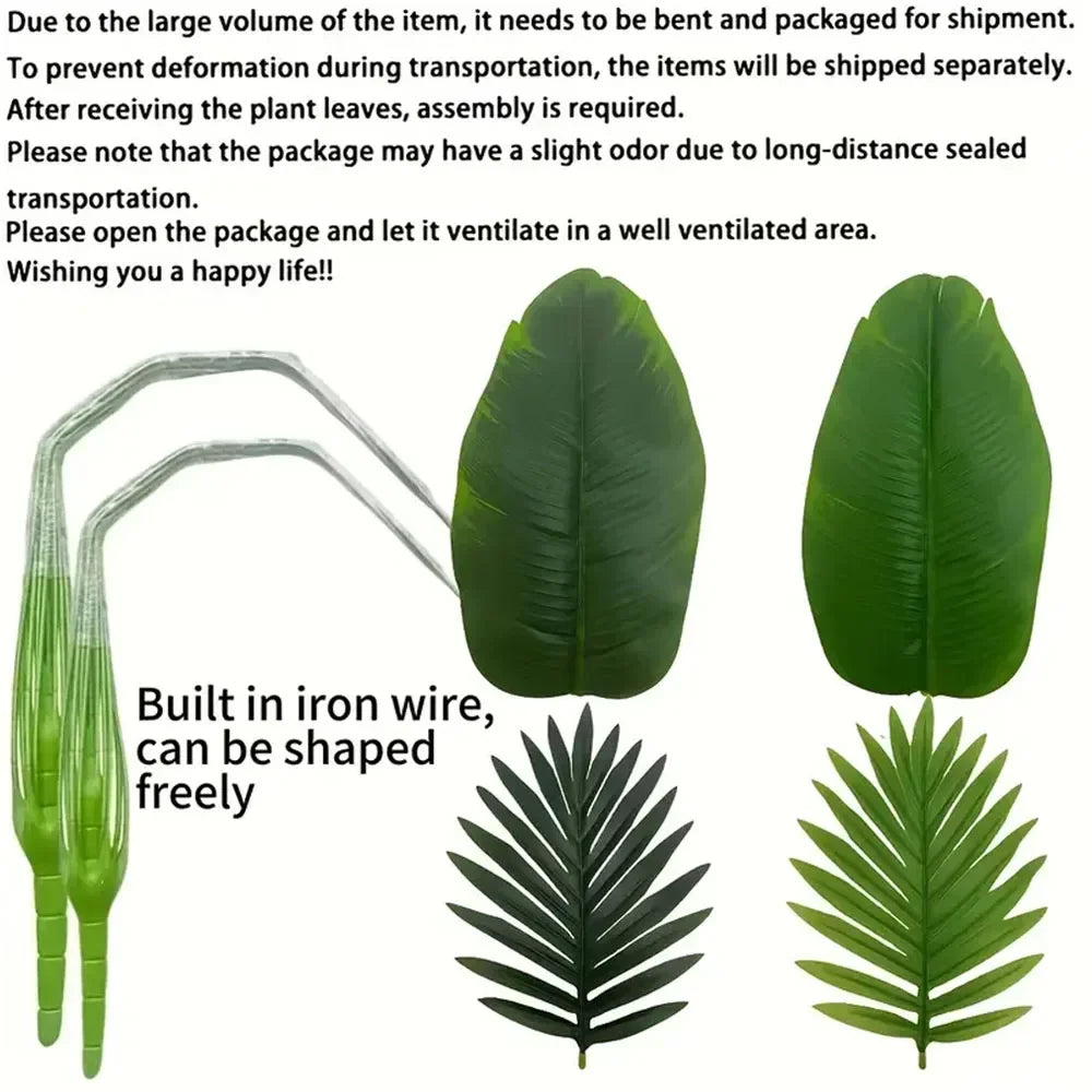 Artificial Monstera Palm Tree Realistic Plastic Green Plant for Home Office Wedding Christmas Without Flower pots — alternate angle
