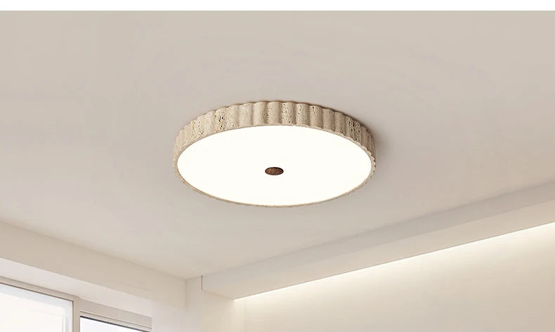 Travertine Full-Spectrum LED Ceiling Lamp — Natural Stone Pendant