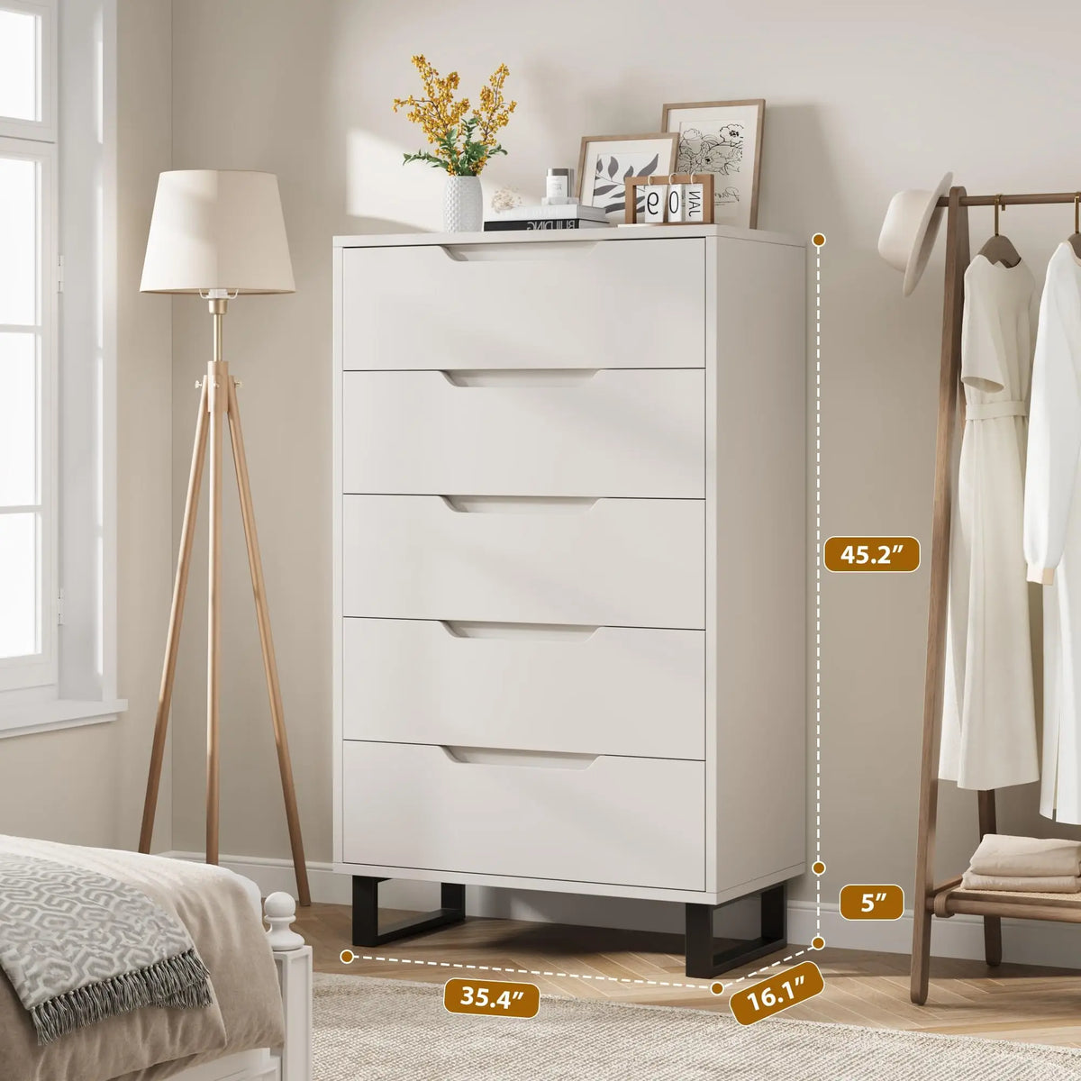 GarveeLife 5-Drawer Tall Dresser — Modern Rustic Bedroom Storage