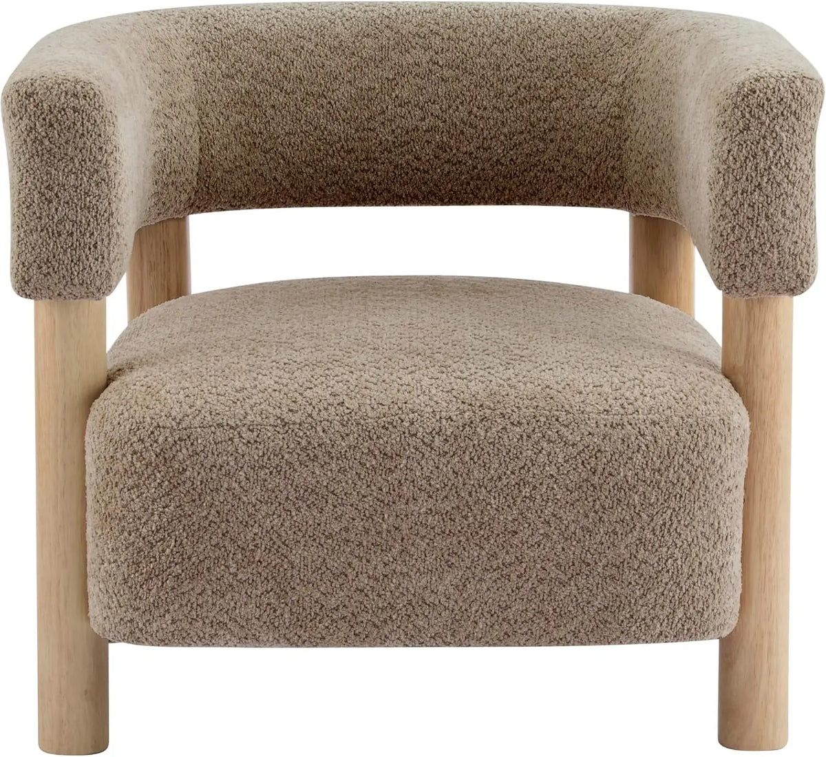 Light Camel Low-Profile Accent Chair — Boucle Reading Chair