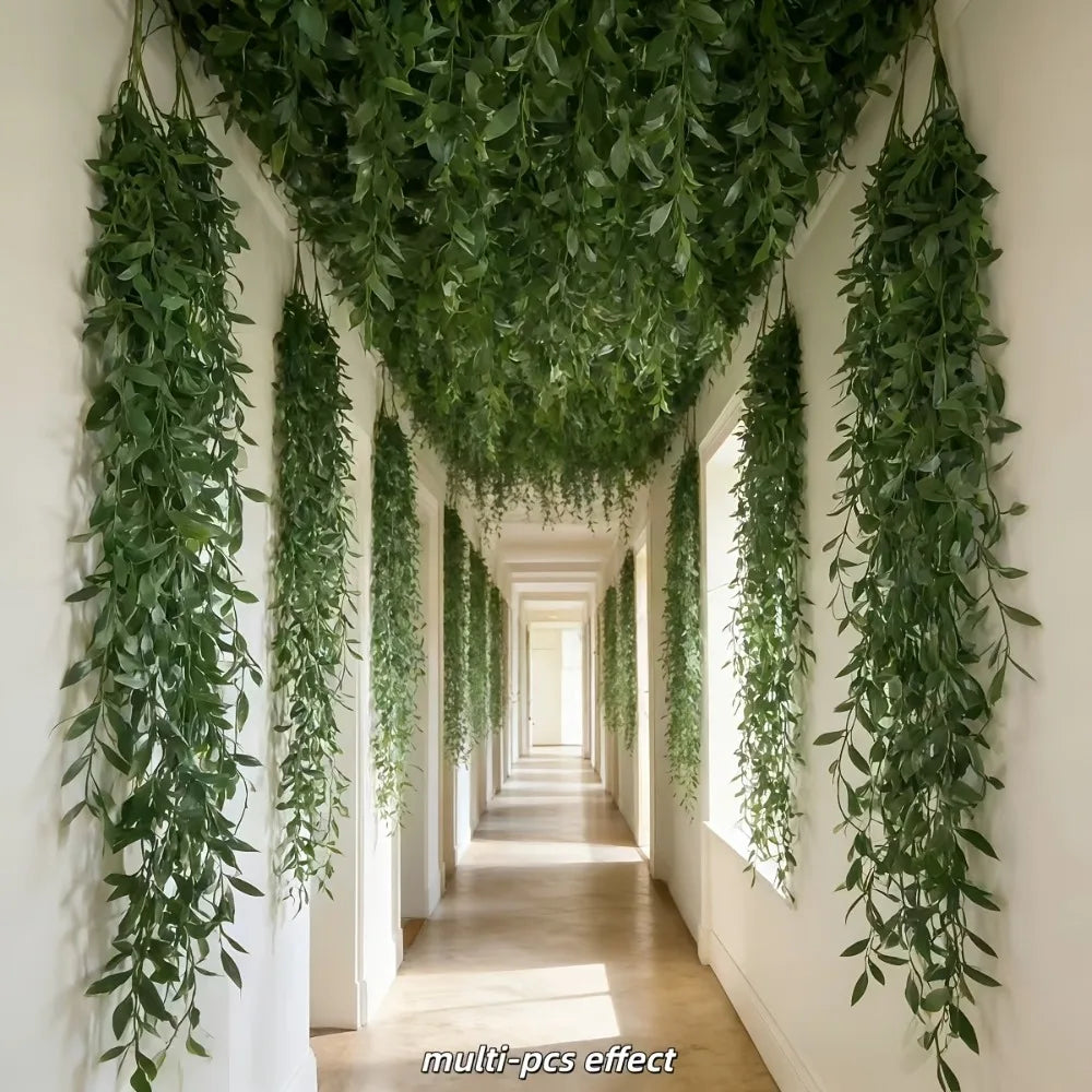 20pcs Extra-Long Deluxe Willow Vine Elegant Artificial Greenery, Faux Evergreen Hanging Vine with Dense for Spring Living Room — main view