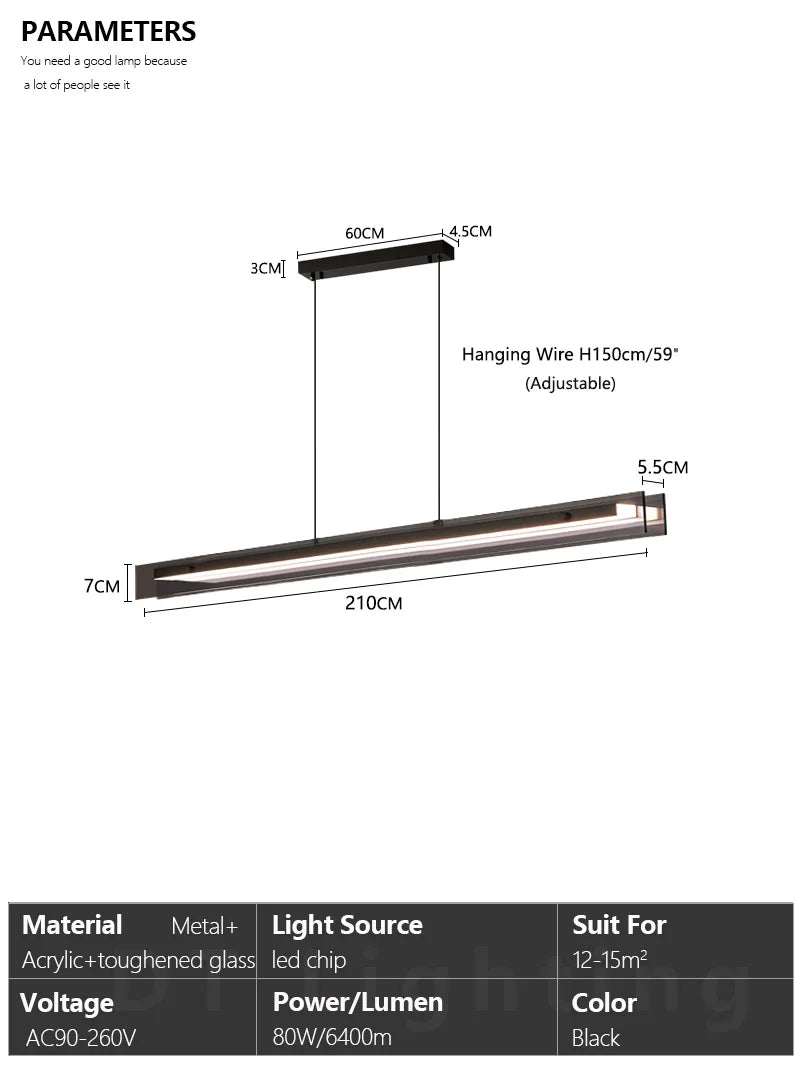 Nordic Black Glass Chandelier — Dining Room Statement Light