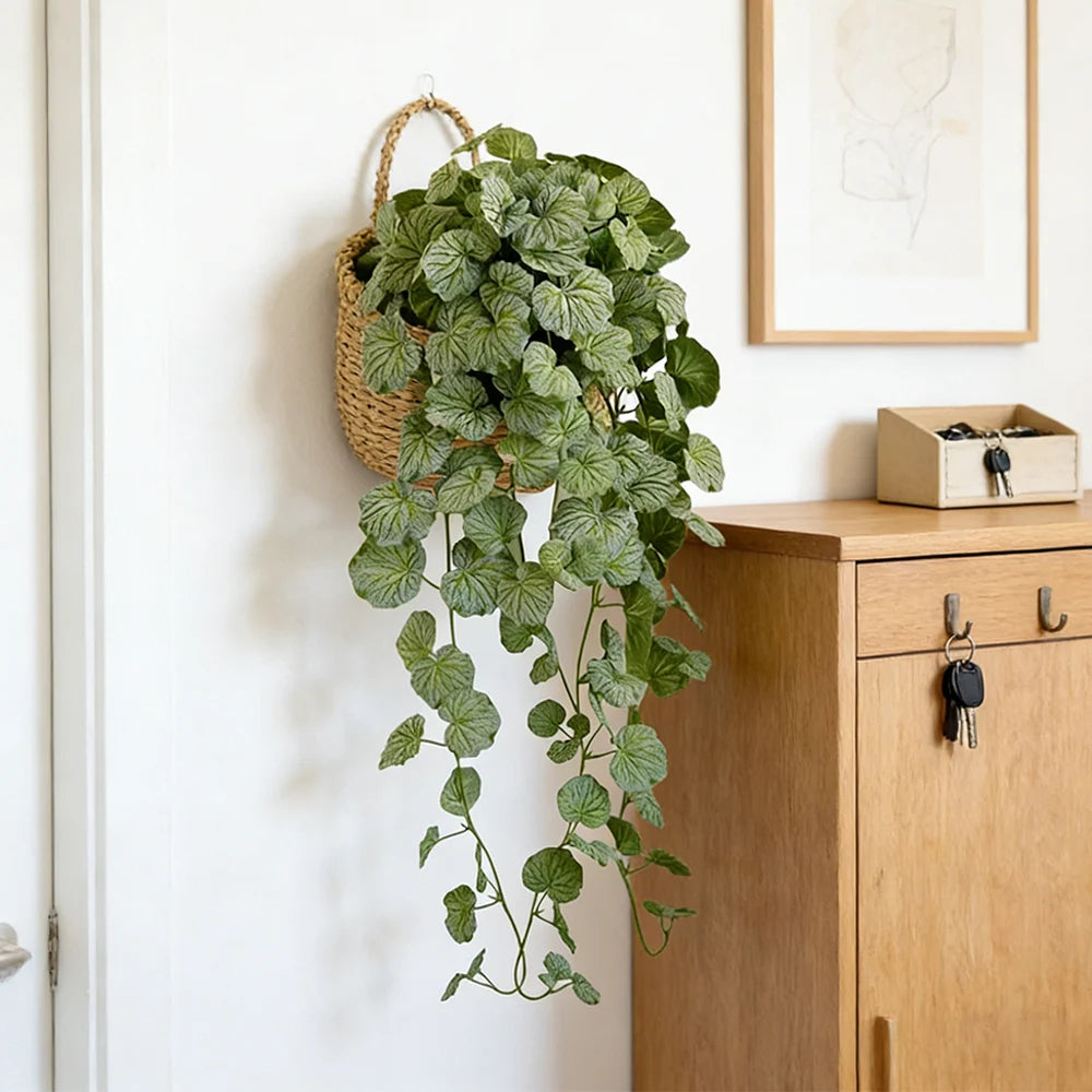 40-100cm Artificial Begonia Vines Fake Hanging Plants Silk Magnolia Vines Wall Hanging Crabapple Leaves For Home Garden Decor — detail view