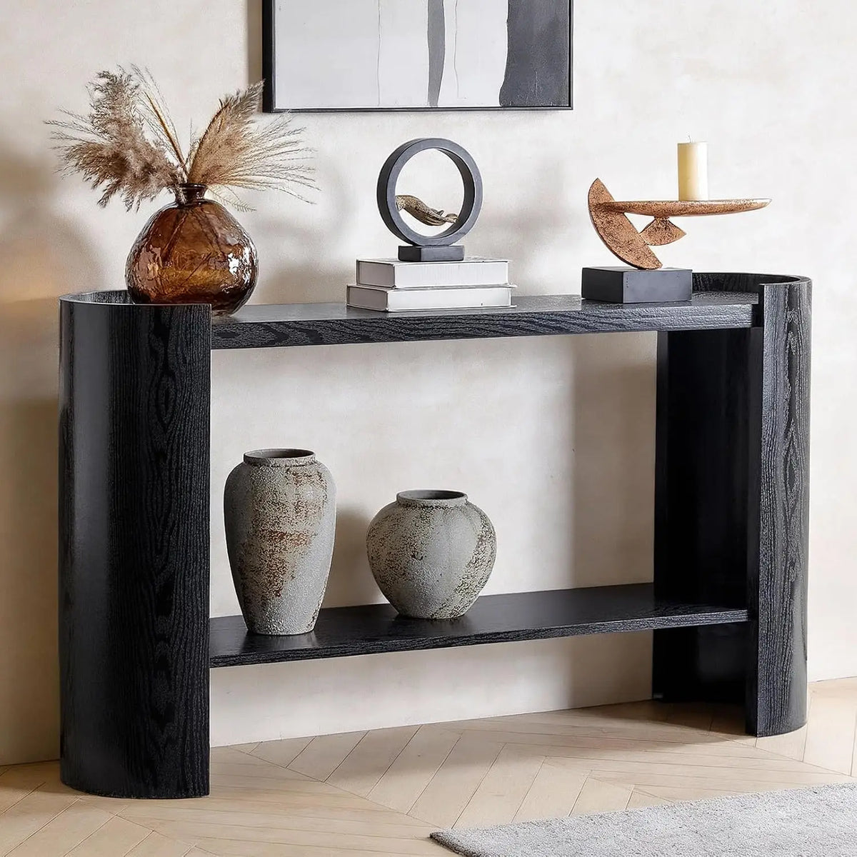 Faux Marble Console Table with Shelf — 53"